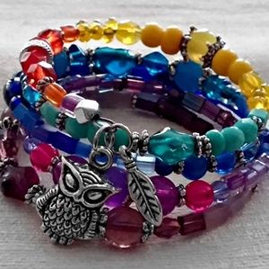 Handmade Boho Wire Wrap Bracelet Purple Blue